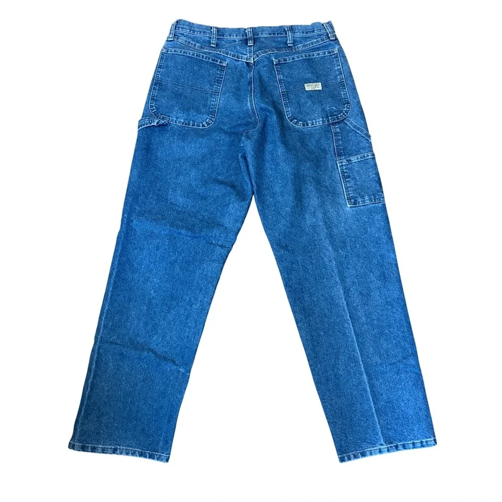 Wrangler Mens Blue Carpenter Jeans 34x32 Relaxed Fit Utility Workwear